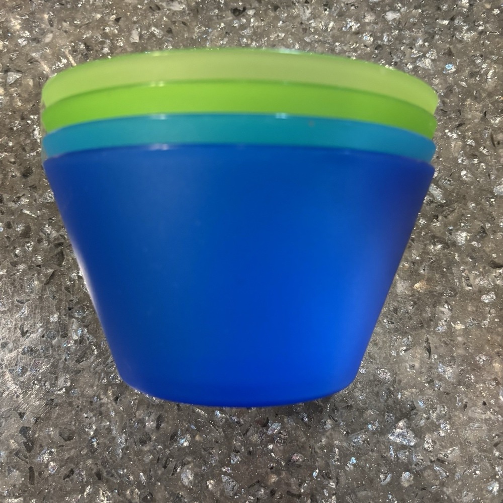Sears Colormate Set of 4 Poly Bowls Greens Blues NWT 5.5" x 5.5" x 3.75" NOS